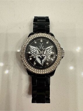Toy Watch (brand) Black Women's Crystal-Trim Watch with Winged Heart Dial